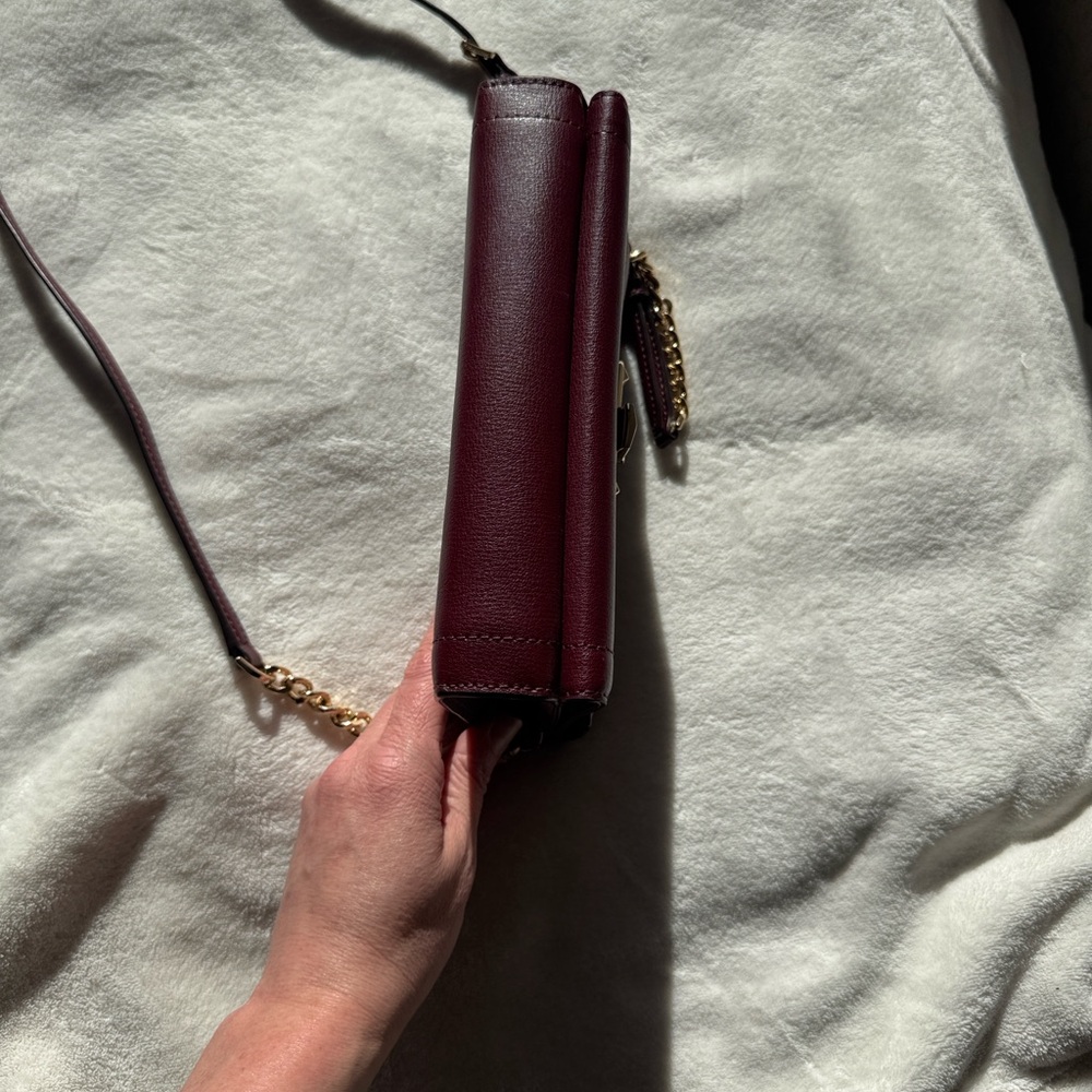 Michael Kors Burgundy Crossbody Bag with Gold Chain - Picture 7 of 12